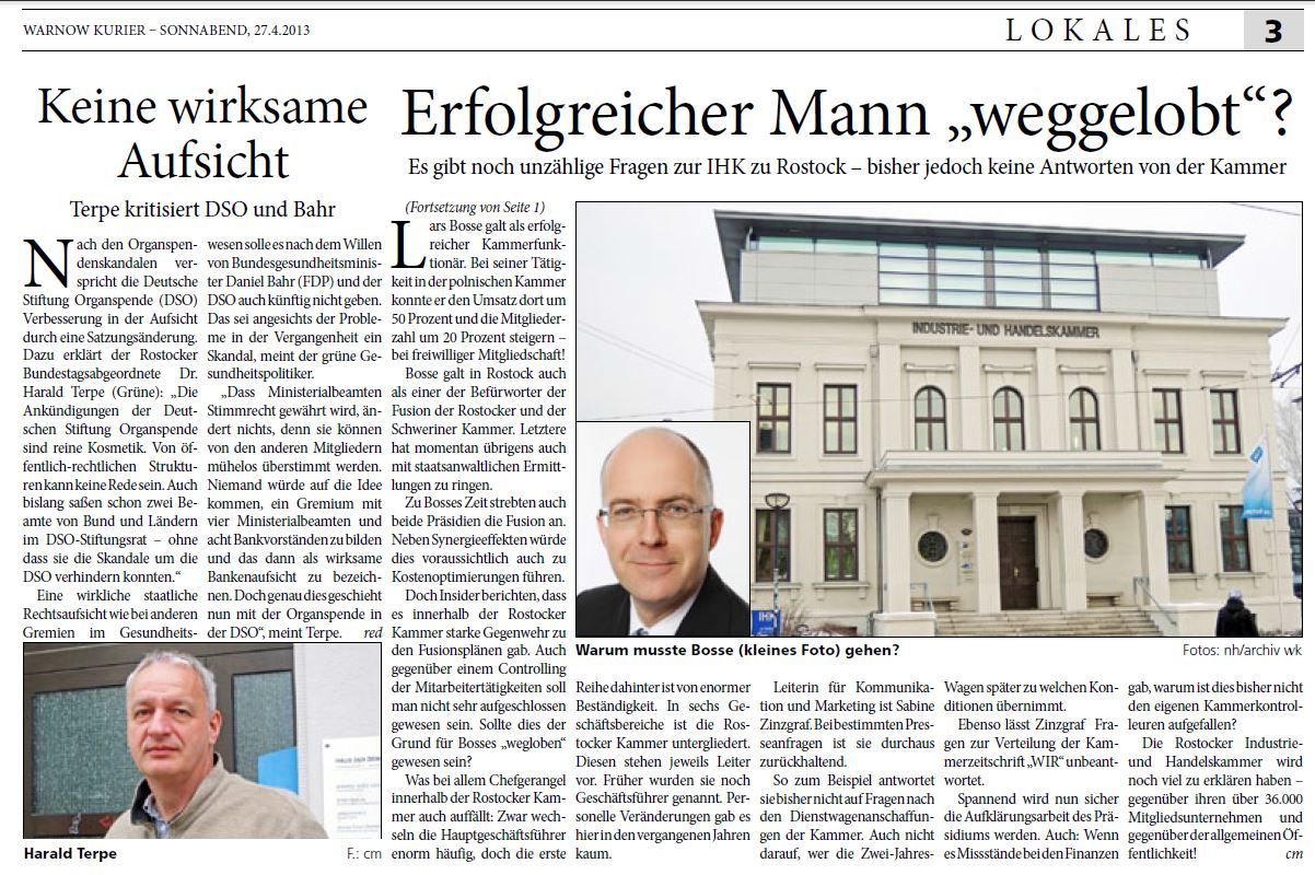 Warnow Kurier Rostock zu Lars Bosse und der IHK Rostock